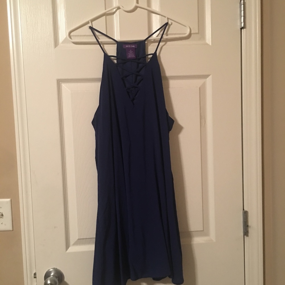 Lace Up Navy Dress!
